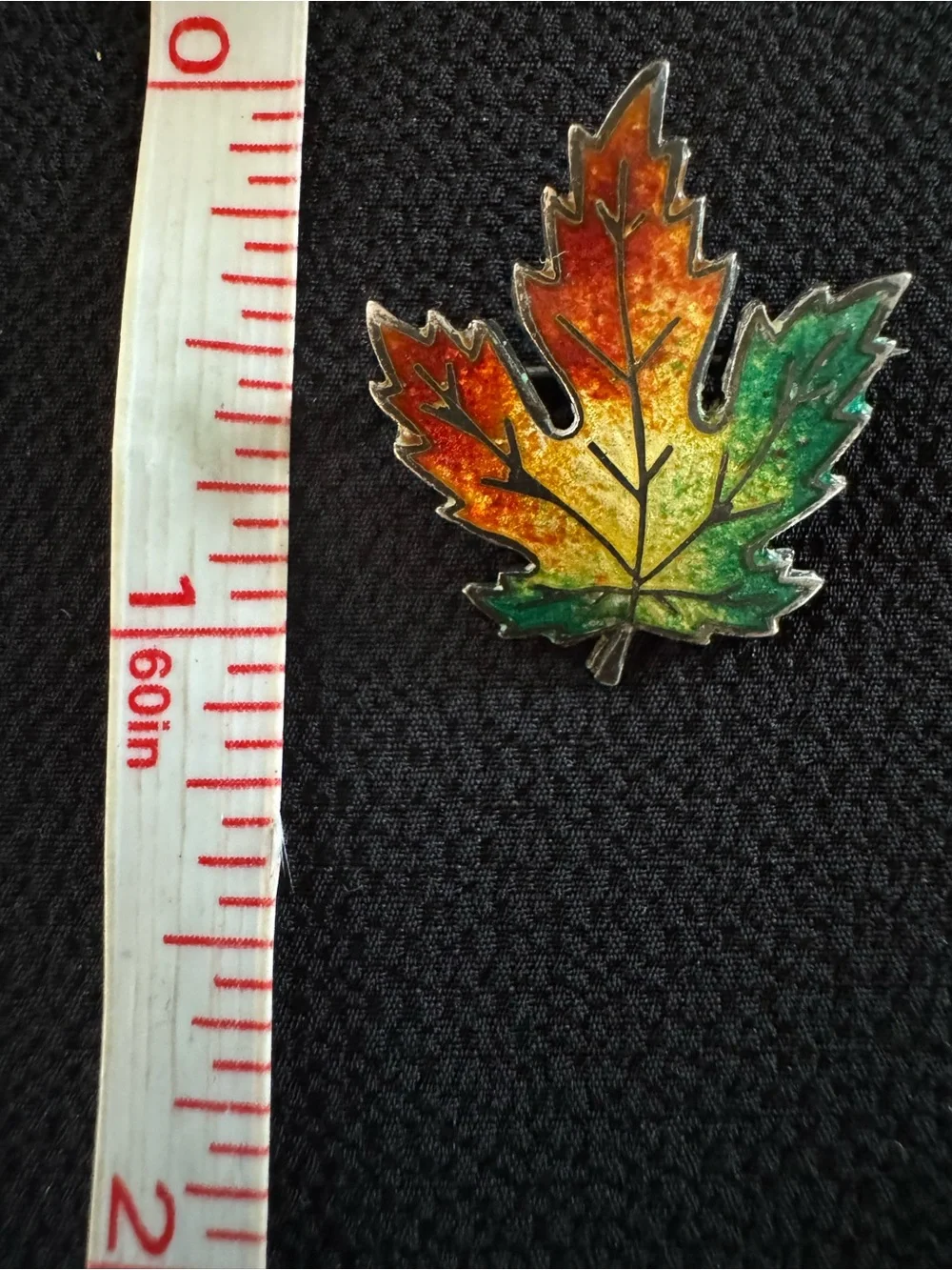 Antique Sterling Silver Enamel Maple Leaf Brooch - Fall Autumn - Vintage Pin